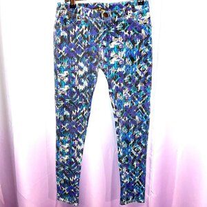 (2/$20) Like An Angel Blue & Black Geometric Skinny Pants Size Medium (Juniors)